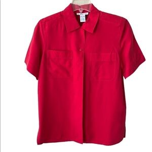 Vintage Anna and Frank 100% Silk Button Down Red Blouse  size small